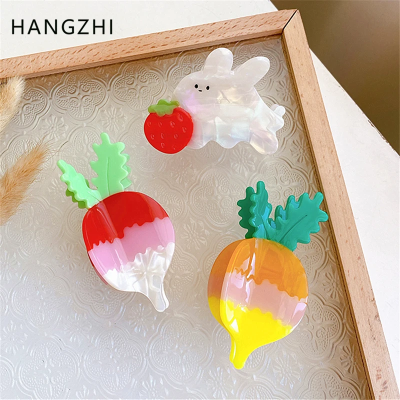 Ful Carrot Rabbit Hair Clips For Women Kids Vegetable Animal Hair Claw Hairpin Headdress New