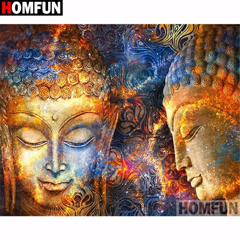 

Алмазная живопись HOMFUN «Религия Будды», полное квадратное/Круглое украшение для стен, инкрустированная смолой, вышивка, ручная работа, вышив...