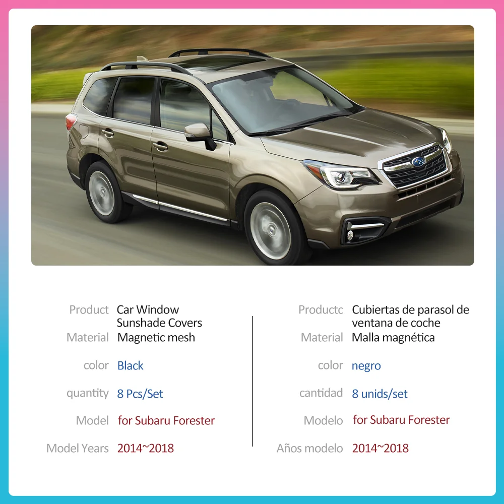 Автомобильные магнитные солнцезащитные козырьки для Subaru Forester SJ 2014 ~ 2018 боковые
