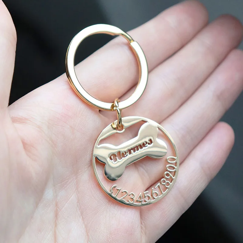 Персонализированный брелок для ключей с именем собаки номером телефона защитой