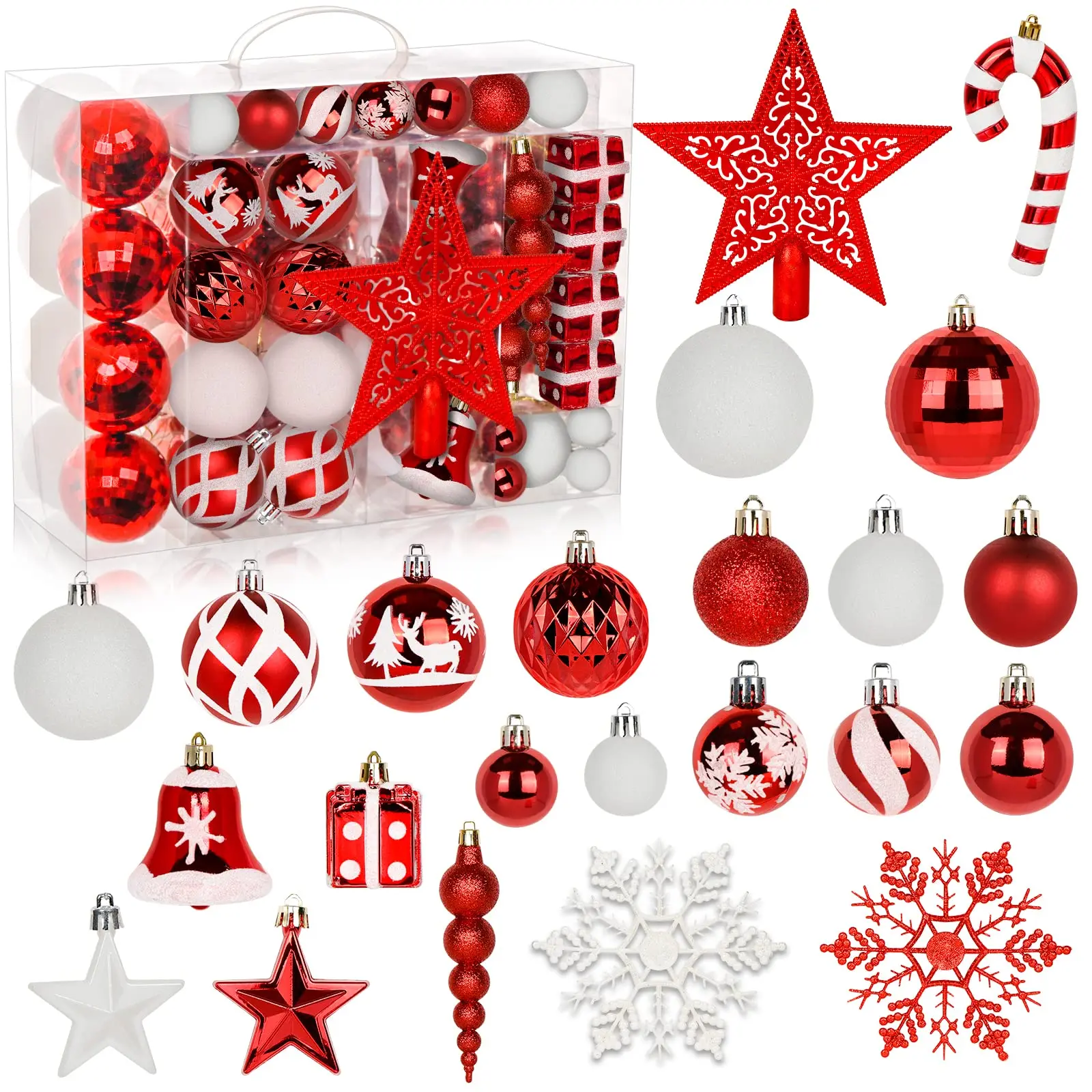 

Aytai 105pcs Custom Christmas Ball Shatterproof Ornament Spheres Sets for Xmas Tree Decoration Holiday Home Party Tree Ornaments
