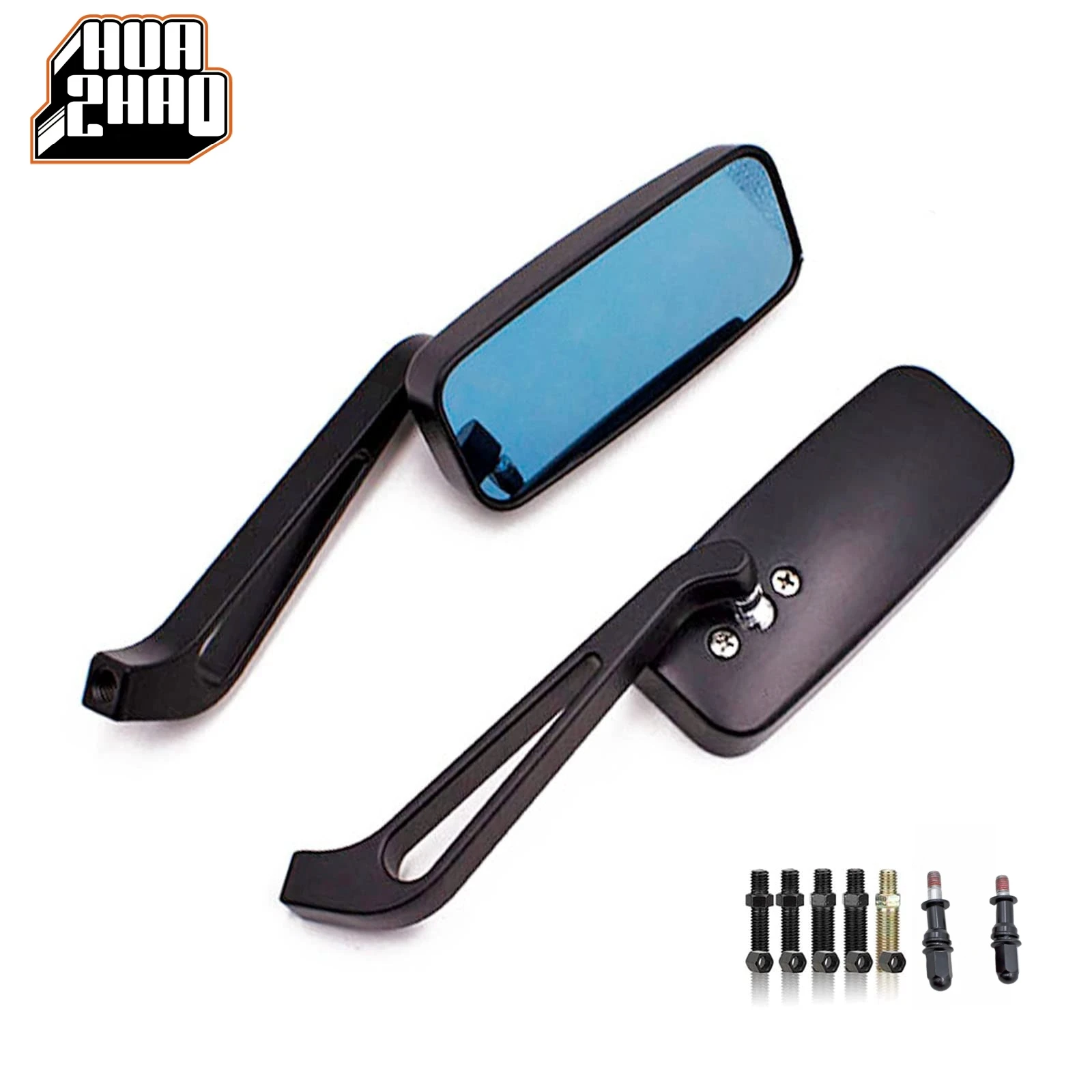 

Зеркало Бокового Вида HwaZow Для Harley Davidson Softail Sportster Chopper Bobber Touring Cruiser Street Bike - Черный/серебр...