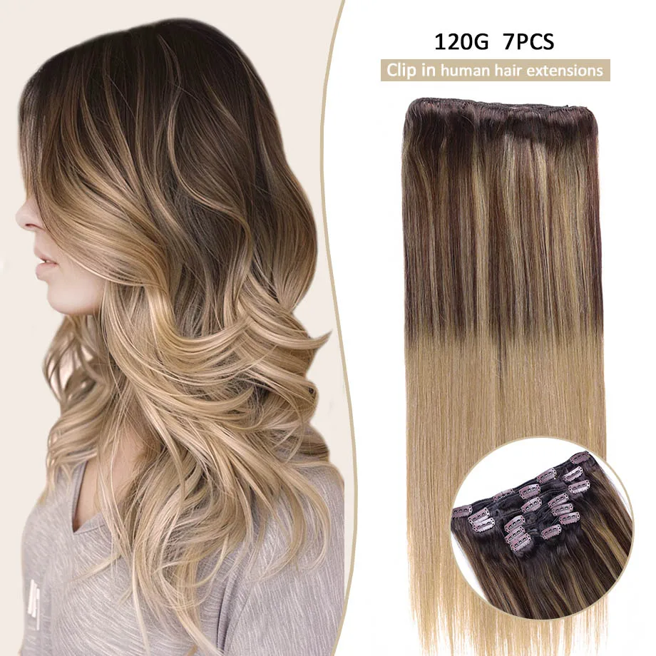 7 шт. прямые человеческие волосы для наращивания 120 г