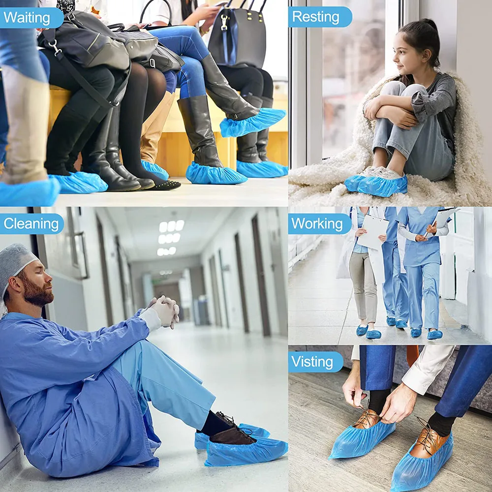 1000 PCS Plastic Disposable Shoe Covers Cleaning Overshoe Waterproof Protector  Construction Boot House Construction Workplace