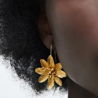 punk vintage metal flower earrings for women party wedding pendant earrings fashion korean jewelry earrings pendientes mujer
