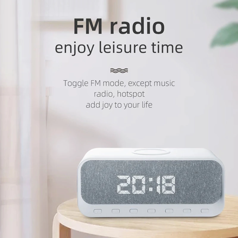 Digital Alarm Clock Wireless USB Fast Charging Bluetooth Speaker Portable Radio Desktop Alarm Clock Speaker Table Clock enlarge