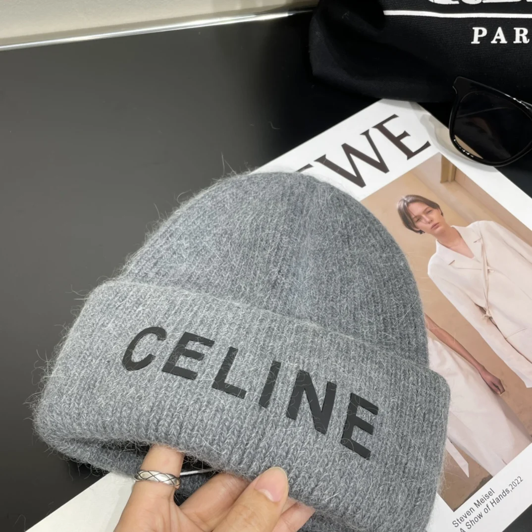точная копия 1:1 Вязаная Шапка CELINE Сохранять Тепло Новые Стили Осени Зимы