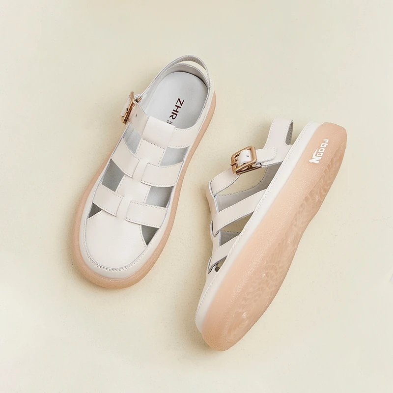 ZHR 2023 New Sandals Women Wrap Toe Hollow Outs Roman Women Casual Beach Shoes Summer Sandals Woman Sandalias A82