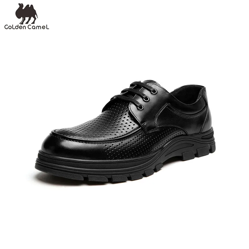 Goldencamel Casual Men Shoes Genuine Leather Business Formal Dress Shoes Soft-soled Breathable Comfortable Sneaker 2022 Summer