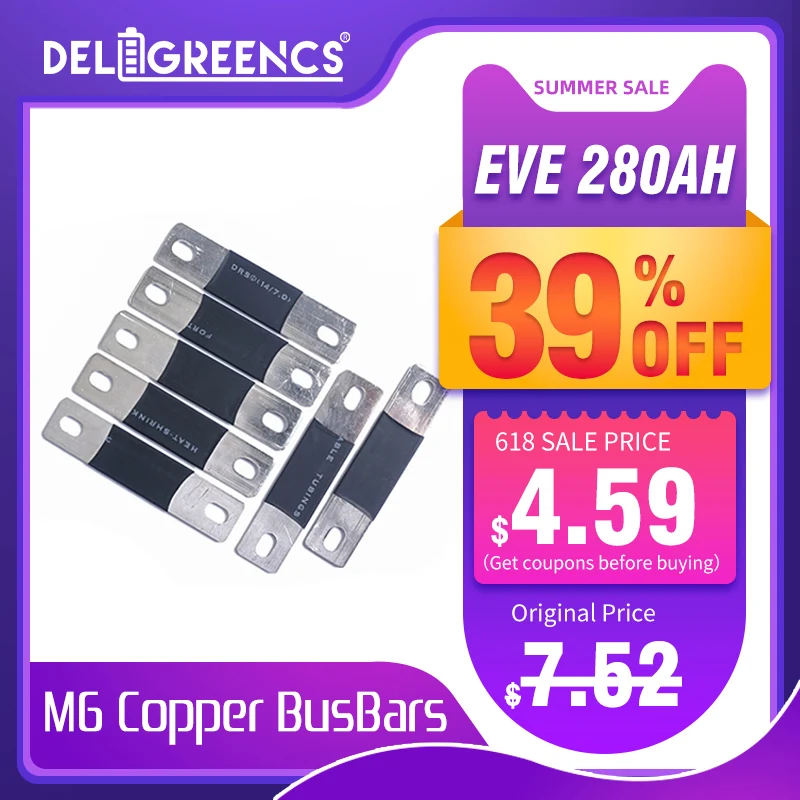 

Медные шины EVE 280AH M6, соединительная батарея для LiFePO4 CATL 3,2 В Lifepo4 батареи для lishen 272AH разъем без винта
