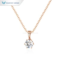 tianyu gems 1 carat def color moissanite pendant necklaces 14k rose gold solitaire diamonds sparkle engagement wedding necklace