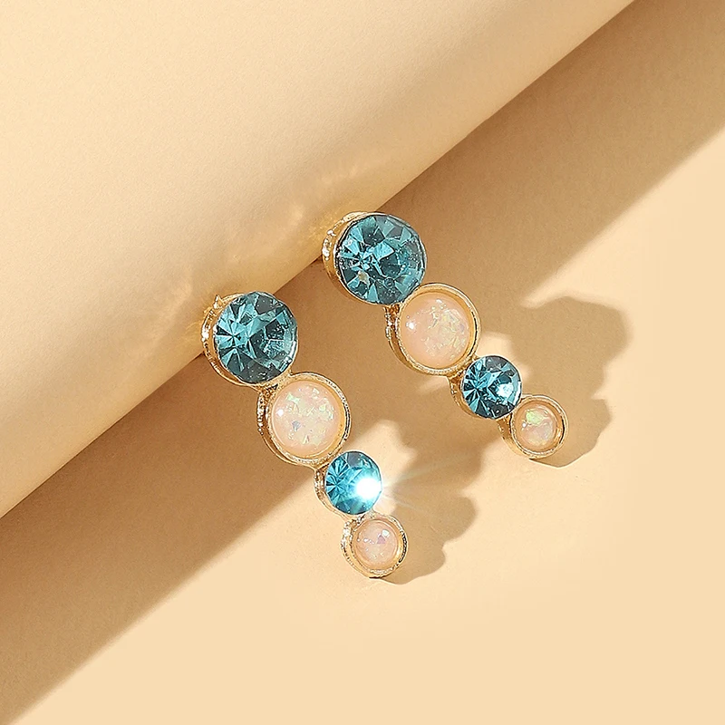 

Trend Aquamarine Stud Earrings For Women Female Wedding Pendant Earrings Fashion Korean Jewelry Earrings Pendientes