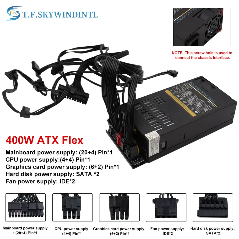 T.F.SKYWINDINTL 1U MINI Flex ATX Power Supply Unit 400W 600W Watt Modular PSU Cable For ITX Game Desktop Active PFC