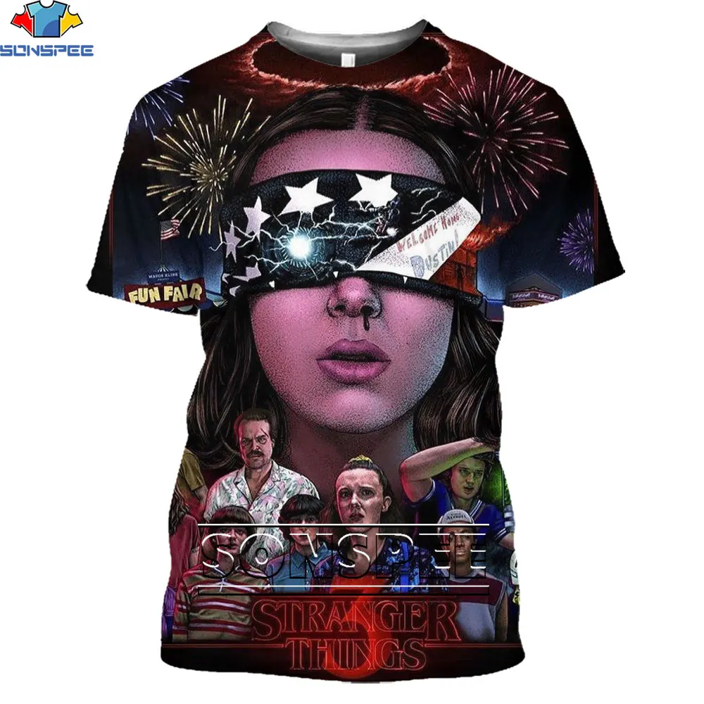 

SONSPEE 2022 The Most Popular Stranger Things T shirt New 3D Printing Streetwear Children Boys Girls Summer Casual T shirts Top