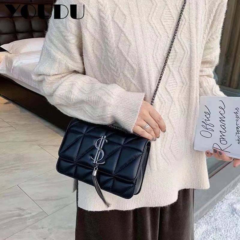 Women Luxury Brand Shoulder Bags Fashion Simple Tassel Chain Bag Ladies Leather Designer Handbags  Female Crossbody Bags Purse