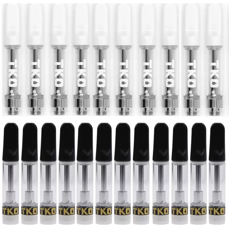 

100pcs TKO Cartridges Atomizers 0.5ml 0.8ml 1.0ml Ceramic Vape Cartridge Packaging Wax Pen Vaporizer Empty E Cigarette Carts
