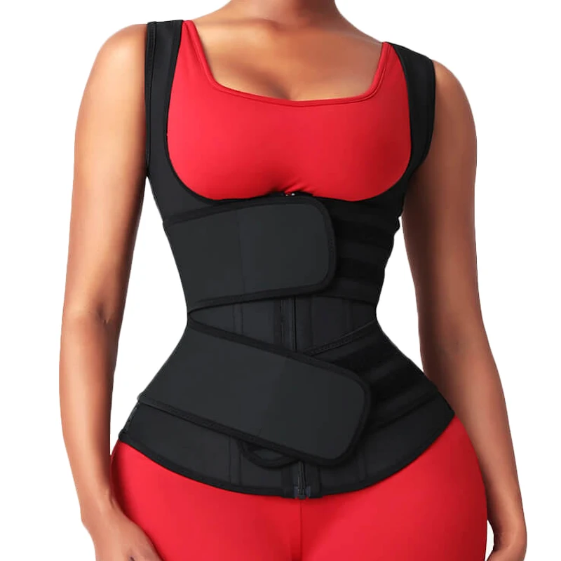 Latex Waist Trainer Vest Snatched Corset Women Double Strap Body Shaper 2 Belt Waist Cincher Shapewear Slimming Band Enhancer