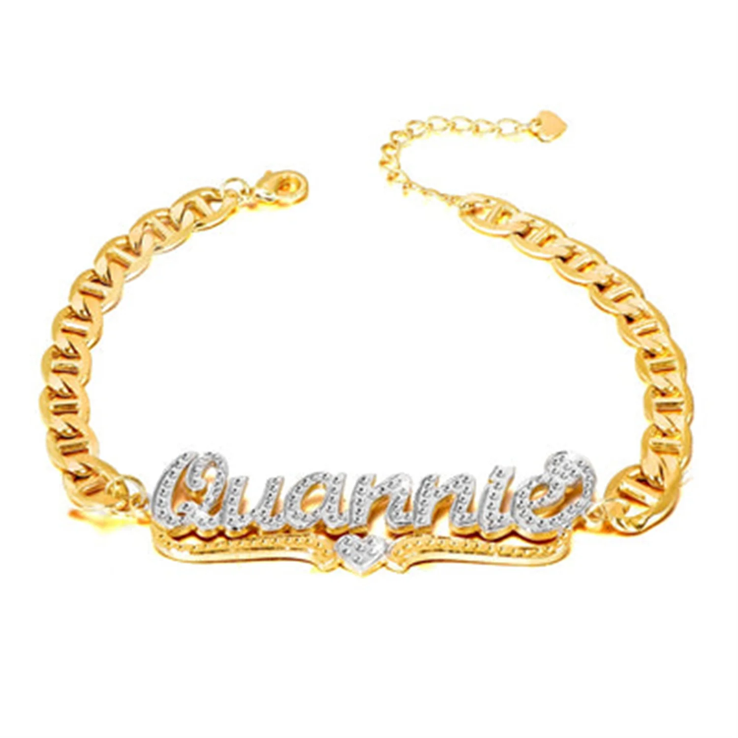 Персонализированный именной браслет с сердцем двойная тарелка на заказ