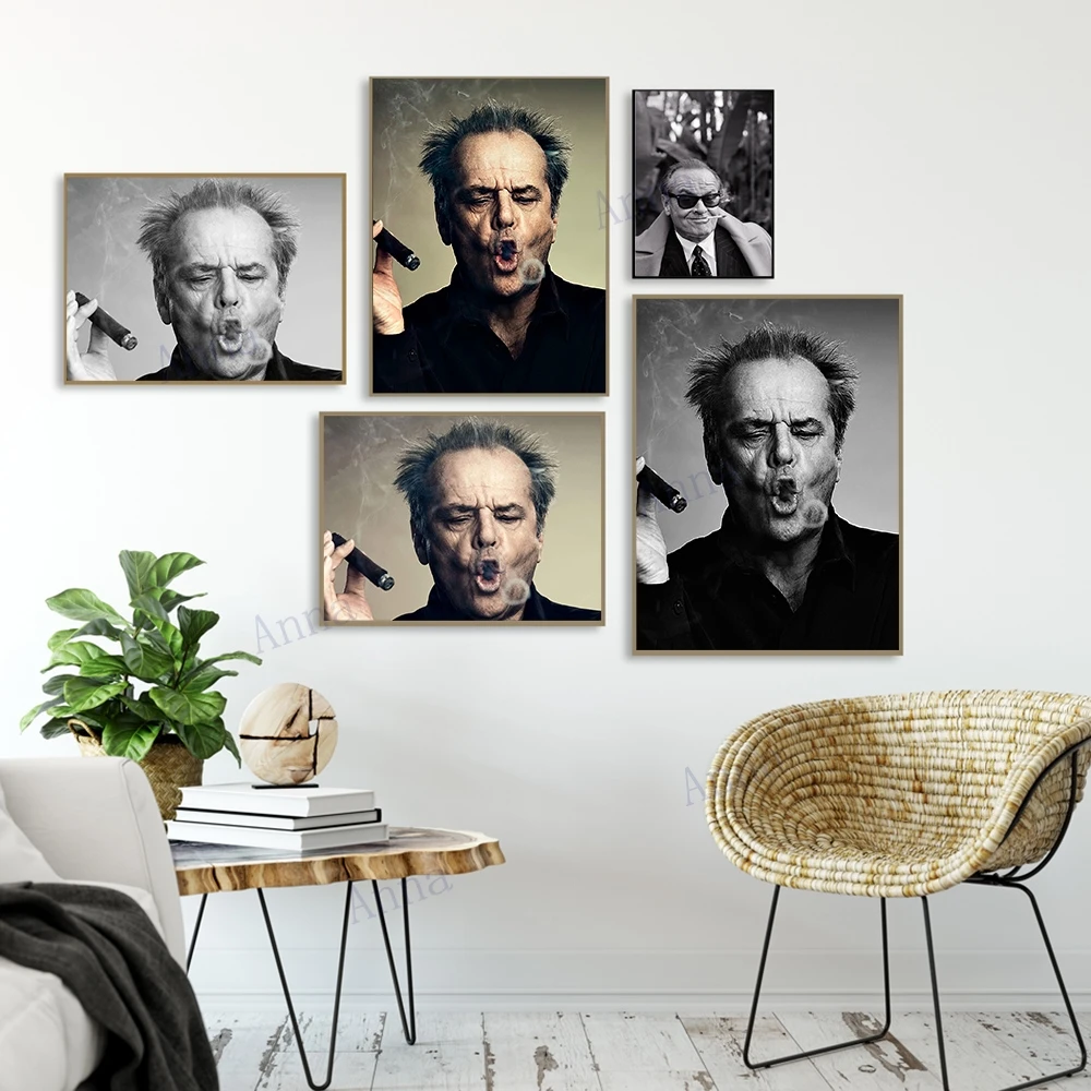 

Постер Джек Николсон сигара Настенная картина черно-белая Картина на холсте принты для гостиной Современное украшение для дома