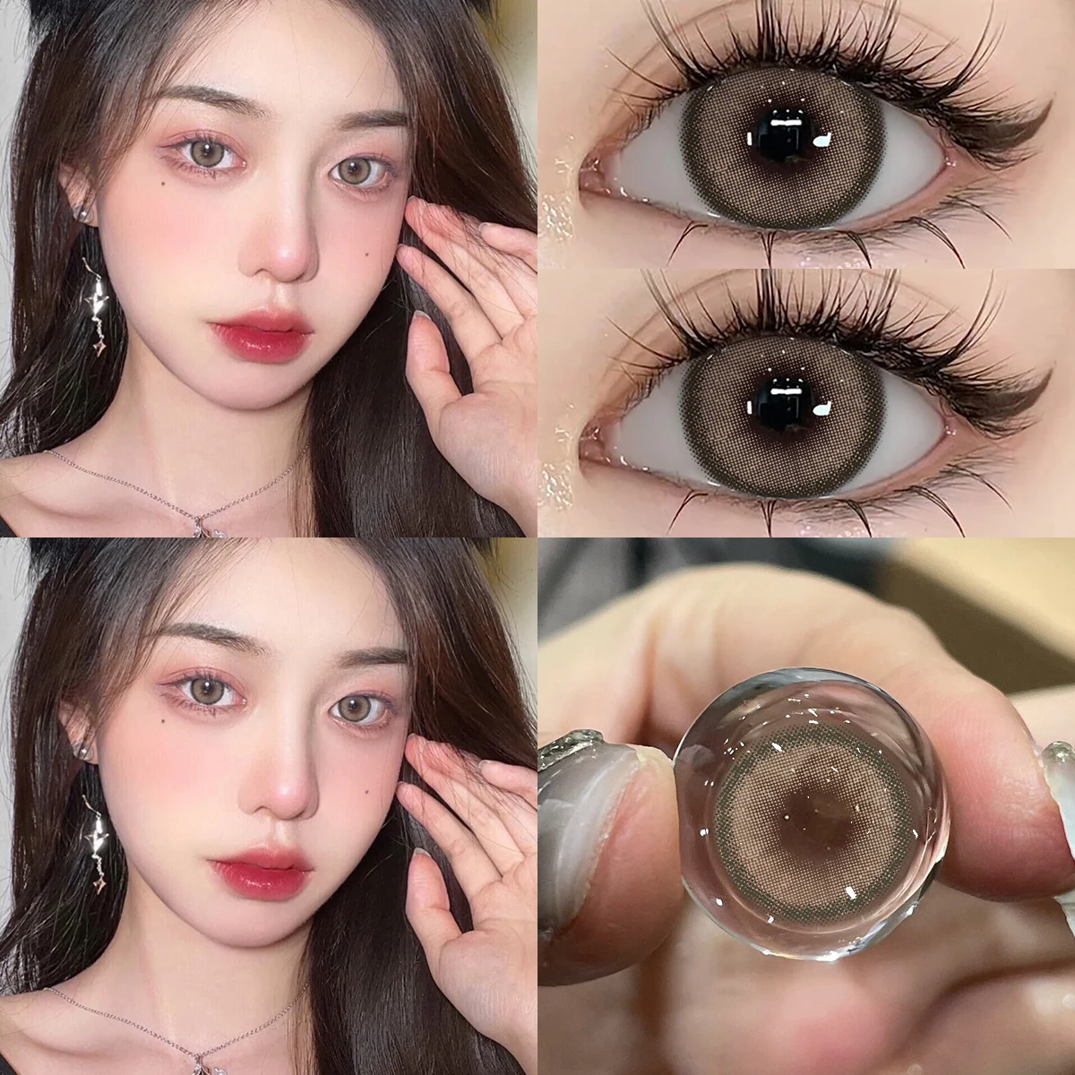 Коричневые линзы для глаз корейские натуральные 0-6 00 градусов цветные контактные