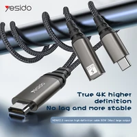 yesido hdmi compatible cable 4k60hz video cables high speed 4k 3d 2mpd3 0 output 60w cable for hdtv splitter switcher hdmi 2 1
