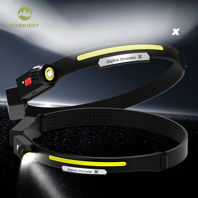 

Powkiddy LED Headlight Sensor Headlight USB Rechargeable Headlight Waterproof Camping Hiking