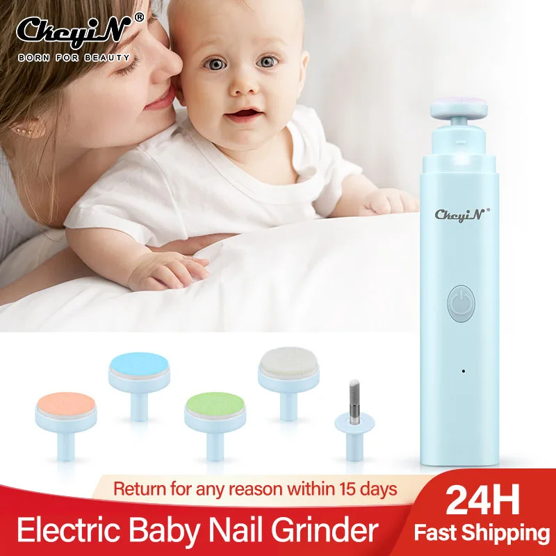 

CkeyiN Electric Baby Nail Grinder Rechargeable Low Noise Nail Clipper Safety Kids Nail File with 6 Grinding Heads for New Parent