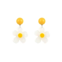 cute transparent yellow acrylic flower drop earrings simple flower plant earring womens fashion jewelry