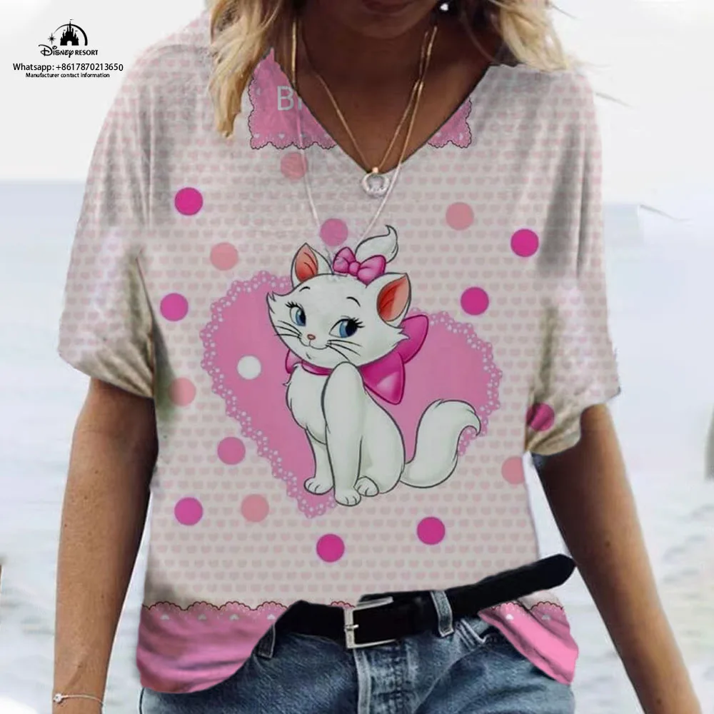 

Disney Minnie Mickey Mouse Print Nursing T-Shirt Tops Casual Short Sleeve V Neck Pocket Women Scrubs Uniform Nursing