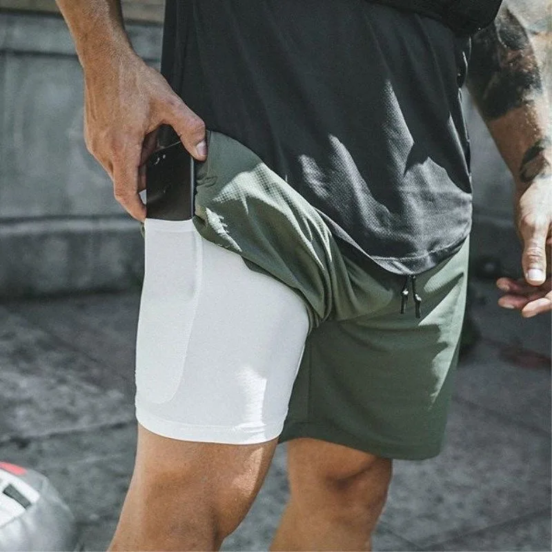 

New Camo Running Shorts Men 2 In 1 Double-deck Quick Dry GYM Sport Shorts Fitness Jogging Workout Shorts Men Sports Short Pants