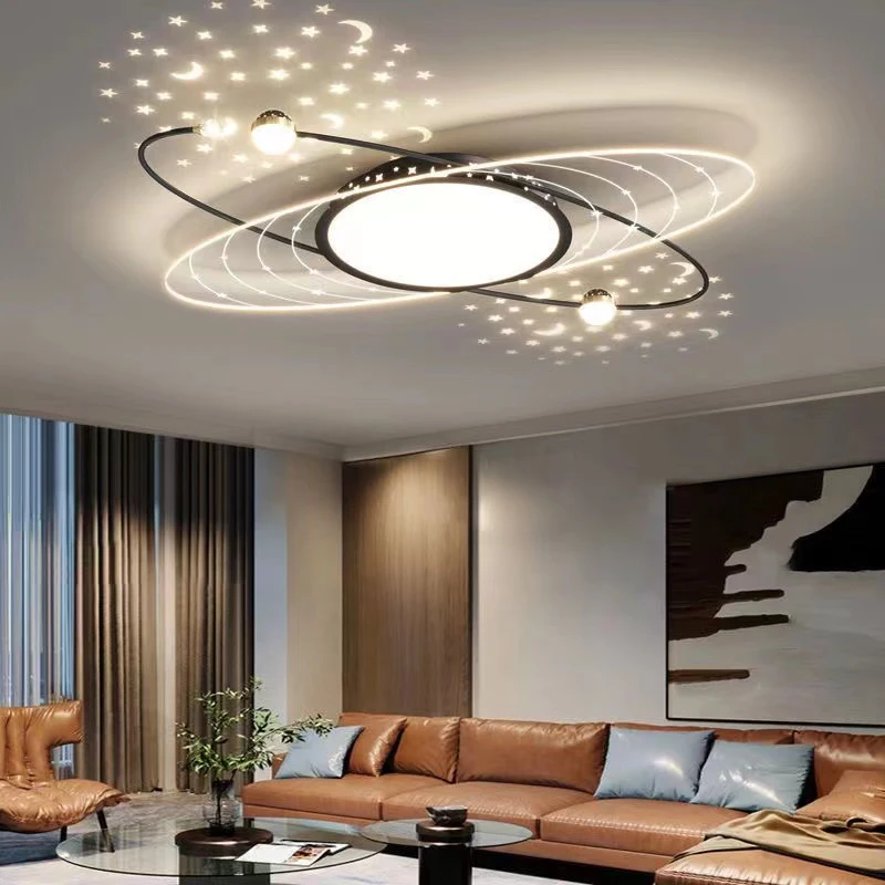

Nordic Ceiling LED Round Chandelier Lamps Modern Moon Lights for Dinning Table Bedroom Bathroom Living Room Kitchen Loft Decor