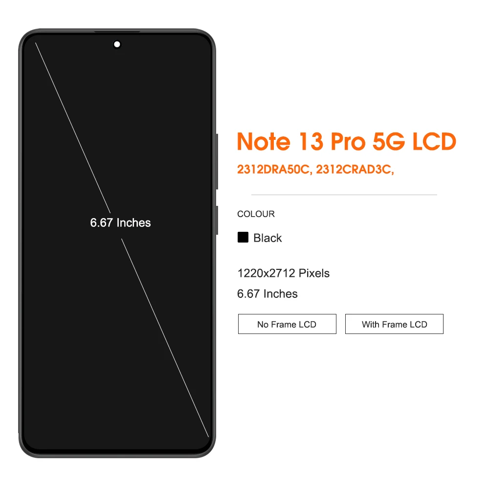6 67-дюймовый экран для Xiaomi Redmi Note 13 Pro 2312DRA50C ЖК-дисплей цифровой сенсорный 5G дисплей