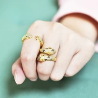 luxury zircon leopard snake design opening ring for women men fashion hyperbole adjustable finger ring party jewelry gift bijoux