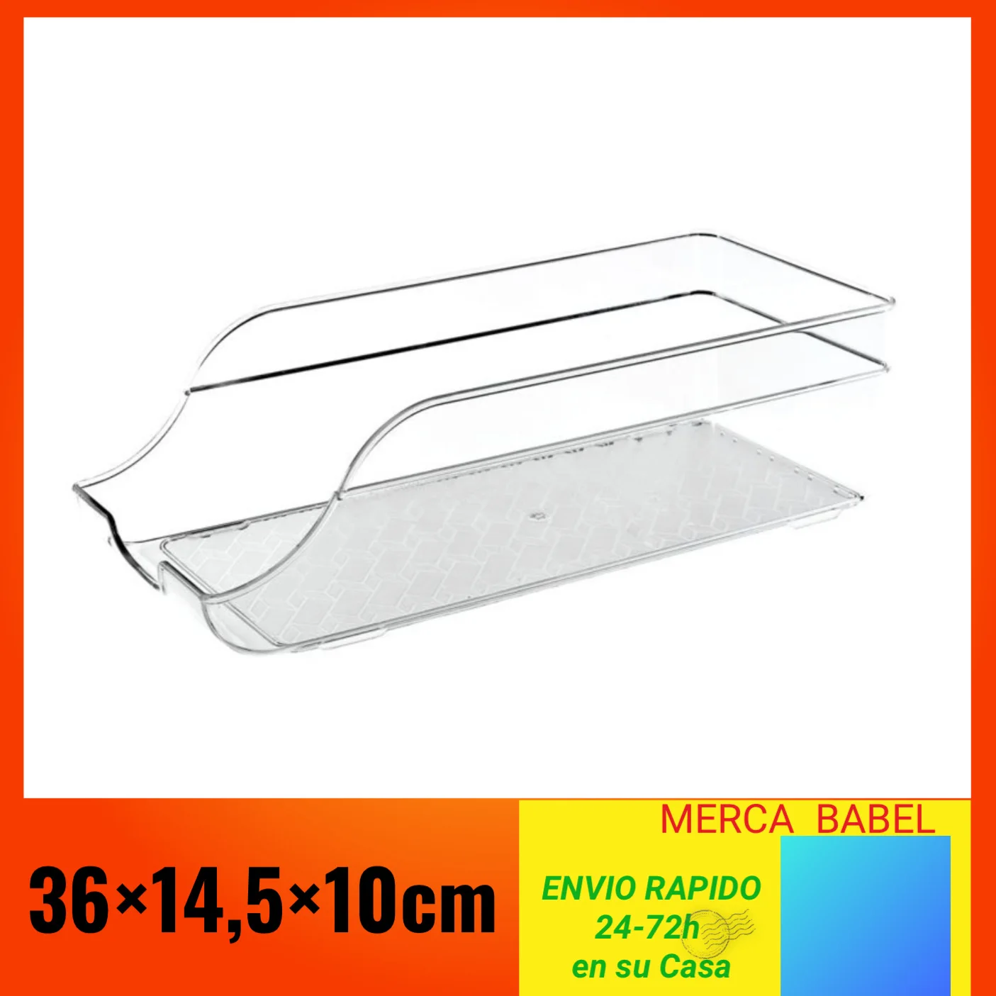 Rigid plastic holder, refrigerator organizers, beverage separator, can Holder, soda bottle dispenser, kitchen organizer, table, office, toilet, bathroom etc
