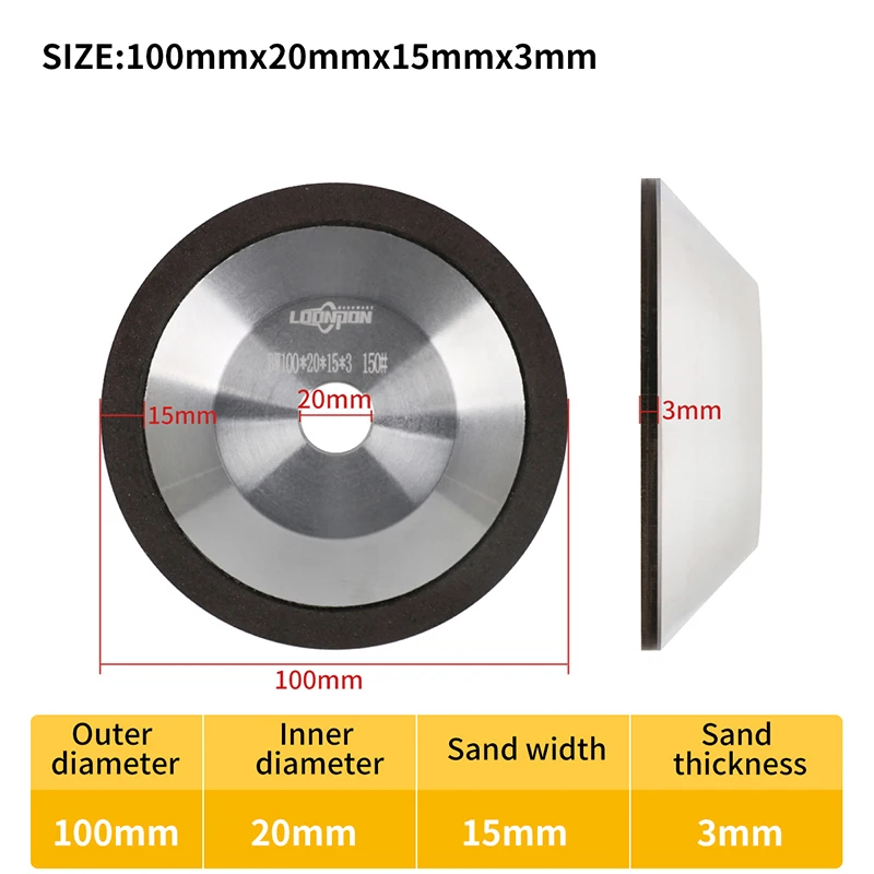 

Loonpon алмазный шлифовальный круг 75/100/125/150 мм 120/150/180/240 #