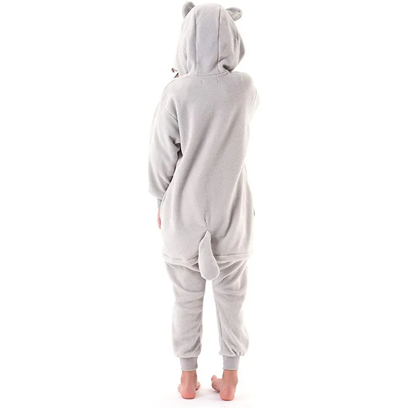 Family Kigurumi Pajamas Grey Totoro Animal Onesie Cosplay Costume Pajamas For Kids and Adults With Slippers