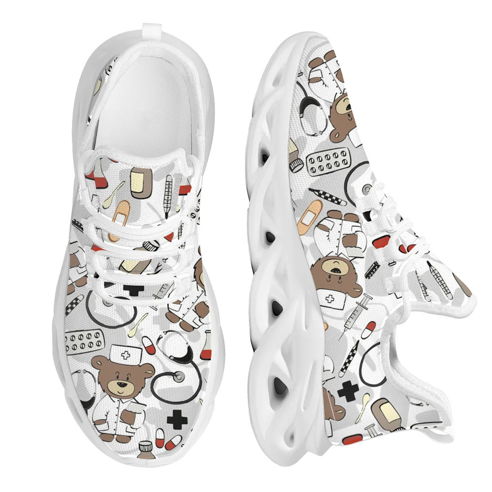 Yikeluo Shoes for Women Nurse Fashion Print Sneakers Design Custom Pattern Shoes Casual Women Flat Walking Shoes Running Sneaker