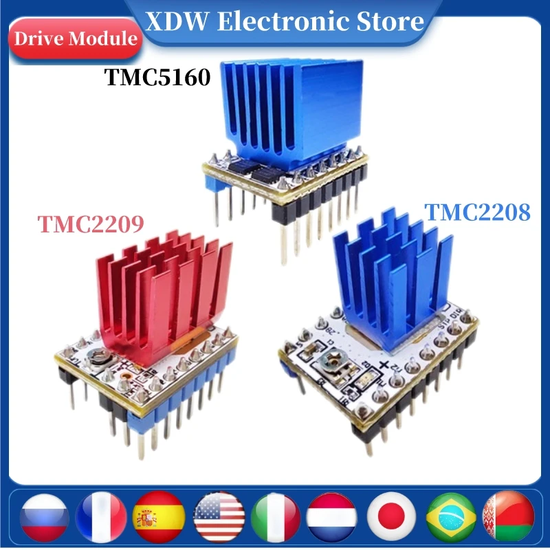 

3d Printer Accessories TMC2209 Stepstick Stepper Motor Driver Module VS TMC2208 TMC5160 For SKR 2/ V1.4 Turbo Controller Board