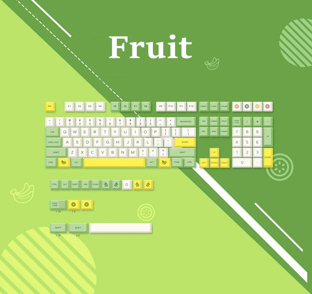 Sevimli meyve muz klavye Keycaps HM XDA PBT 124 tuşları mekanik klavye özel süblimasyon tuş Anne Pro 2 GK61 redragon