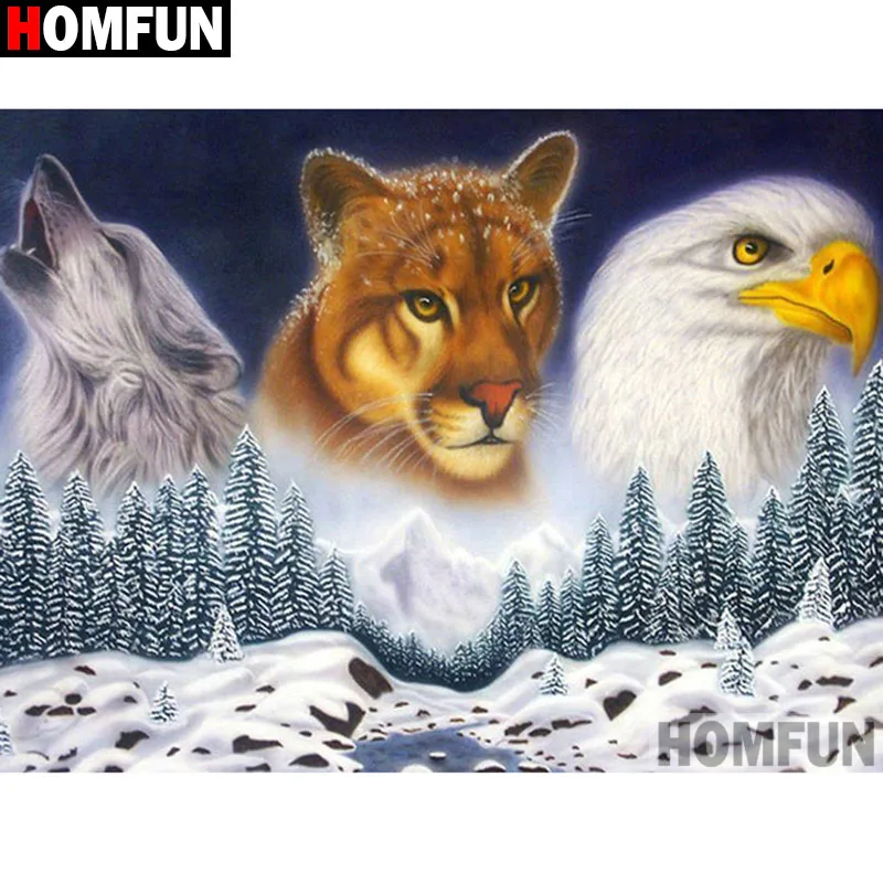 

Алмазная живопись HOMFUN «волк, тигр, Орел», вышивка крестиком, фото на заказ, вышивка из страз, квадратная, круглая, дрель, домашний декор