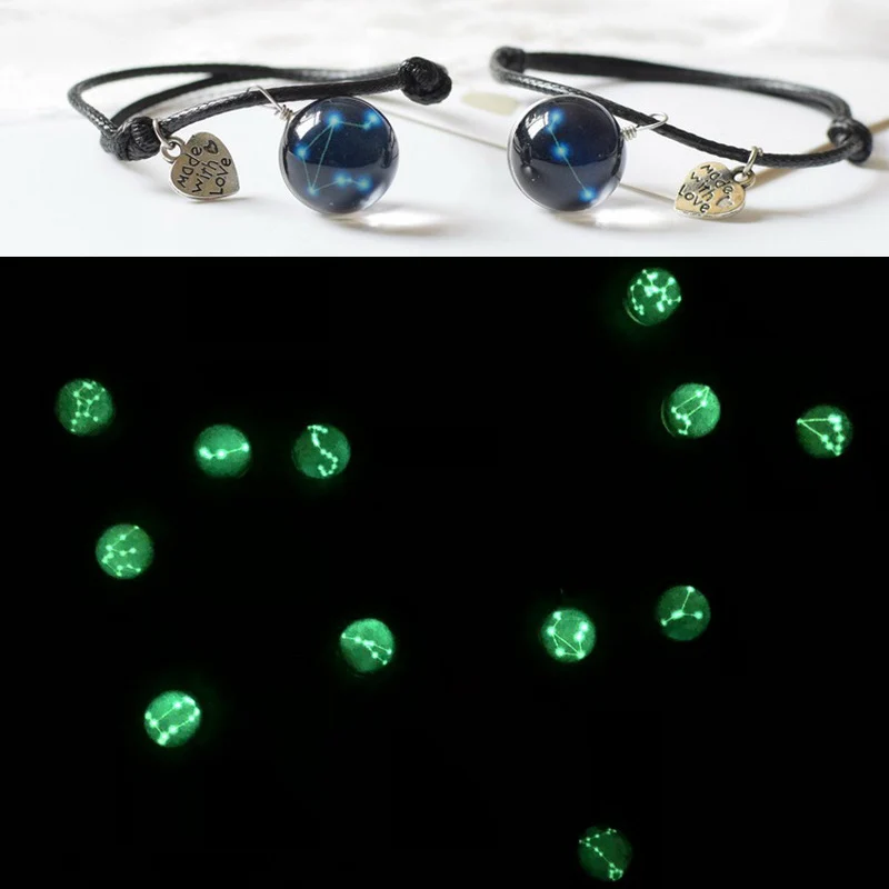 

Luminous Glass Ball Zodiac Sign Bracelet For Women Letters Made With Love 12 Constellation Bracelet Friendship Birthday Jewelry