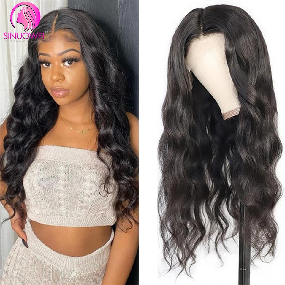 Sinuowei Body Wave Lace Human Wig 13x2 Transparent Lace For Black Women T Part Remy Brazilian 8-28 Inch Long Wavy Human Hair Wig