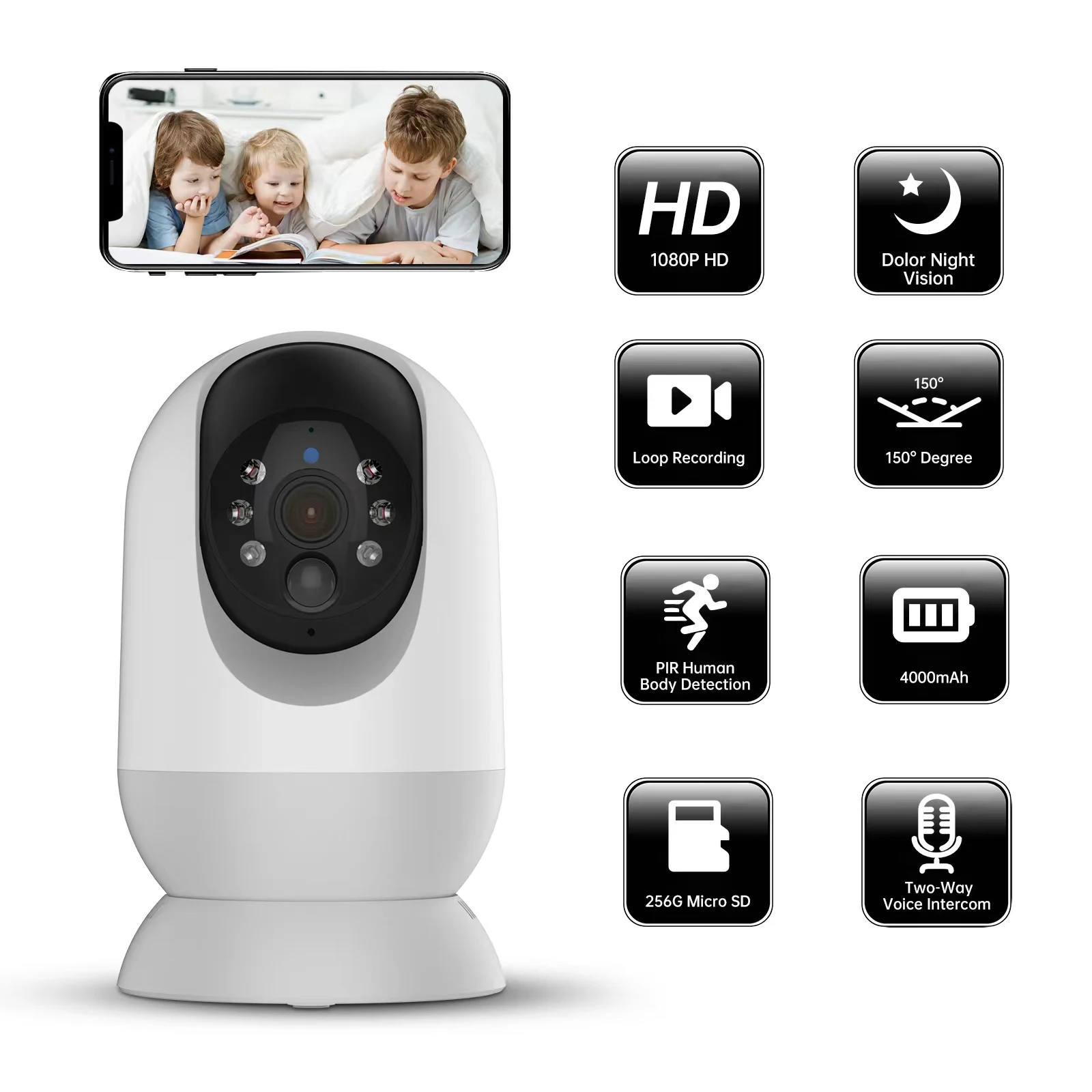 

1080P Low Power Wifi IP Camera Video Surveillance PIR Alarm Motion Detection Two Way Audio