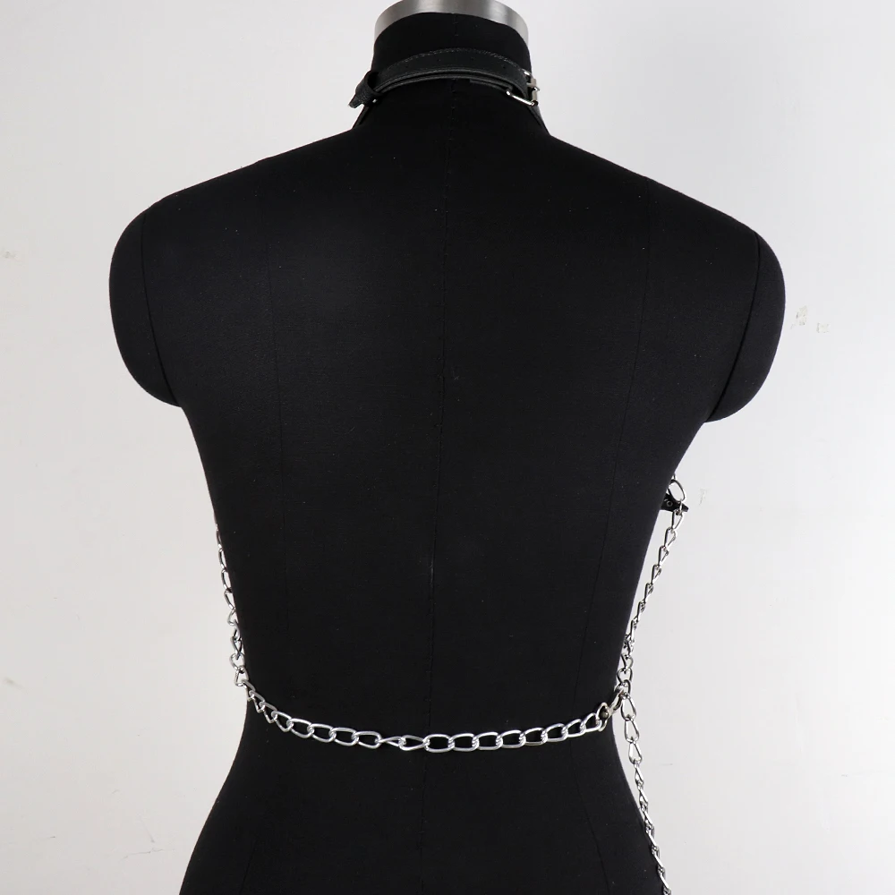 Sexy Women Leather Chest Harness Chain Belts Body Bondage Bra Cage Harajuku Suspenders Fetish Female Harness Suspenders Lingerie