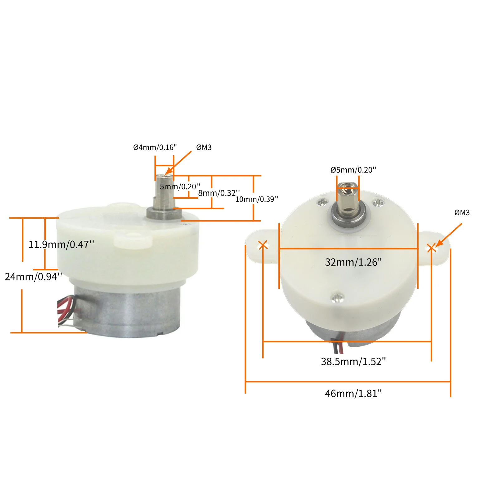 Редуктор Электрический с двумя плоскими валами 3 в 6 об/мин