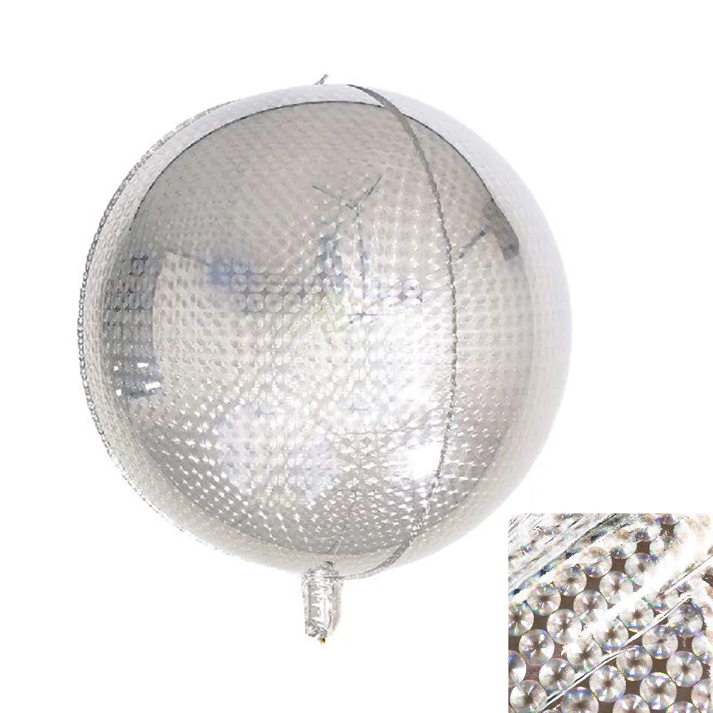 

2pcs 4D Laser Silver Disco Ball Balloon 22 Inch Mylar Helium Foil Balloons for Dance Wedding Birthday Party Decorations