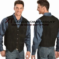 mens suit vest suede western denim style v neck vintage sleeveless jacket steampunk waistcoat colete masculino