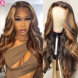 Highlighted Lace Frontal Wig HD Highlight Wig Human Hair Body Wave Lace Front Wig Honey Blonde Lace  in Pakistan