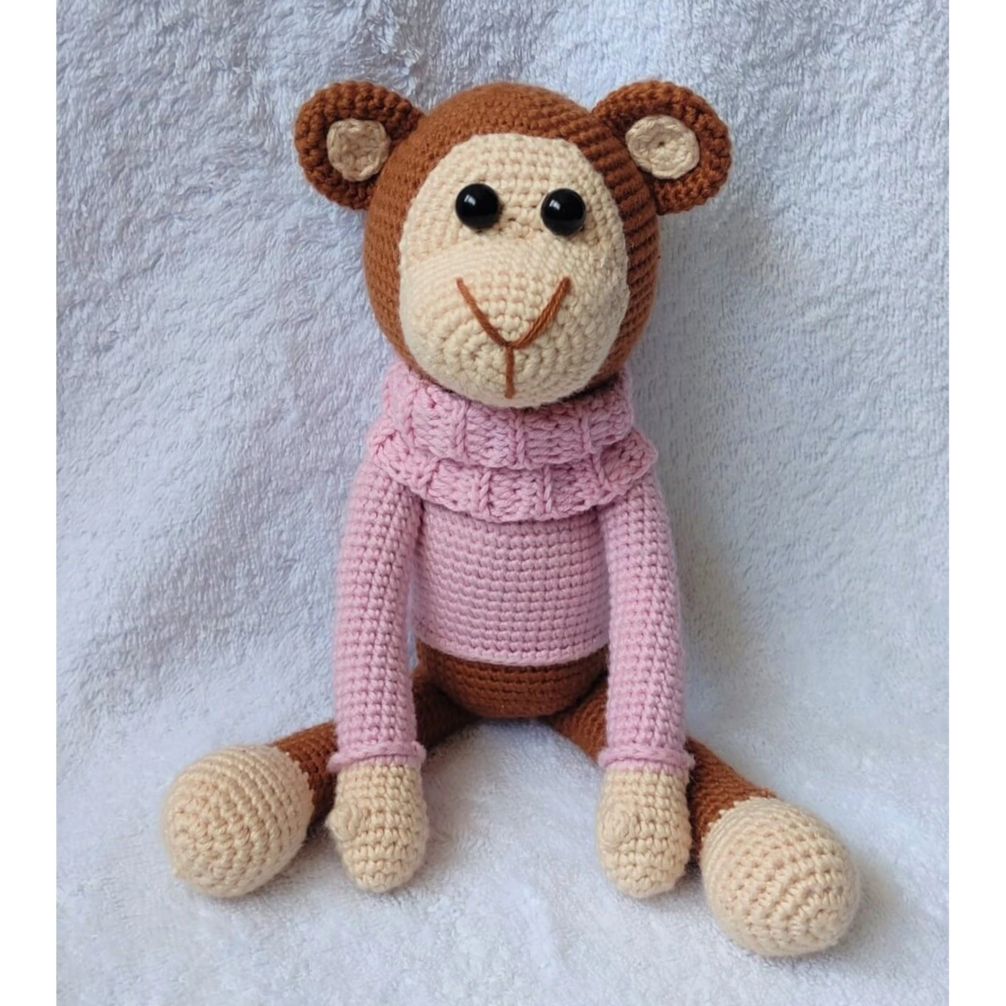 

Amigurumi, розовый свитер, обезьяна, органические искусственные животные, куклы, игрушки для продажи, спутник для сна, милая Долли