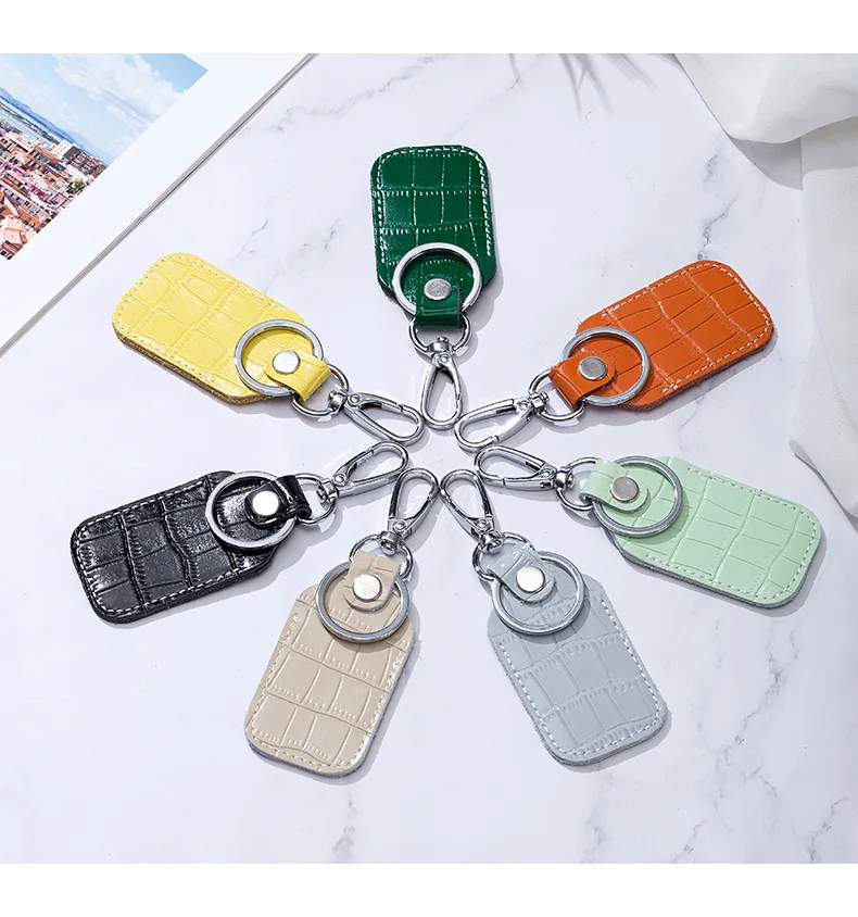 Key Chain Genuine Leather Rectangle Keychain Crocodile Pattern Leather Family Door KeyChain